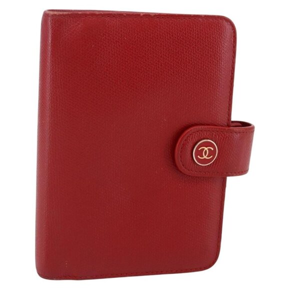 CHANEL COCO Mark Day Planner Cover Leather Red Gold CC Auth - Picture 2 of 16